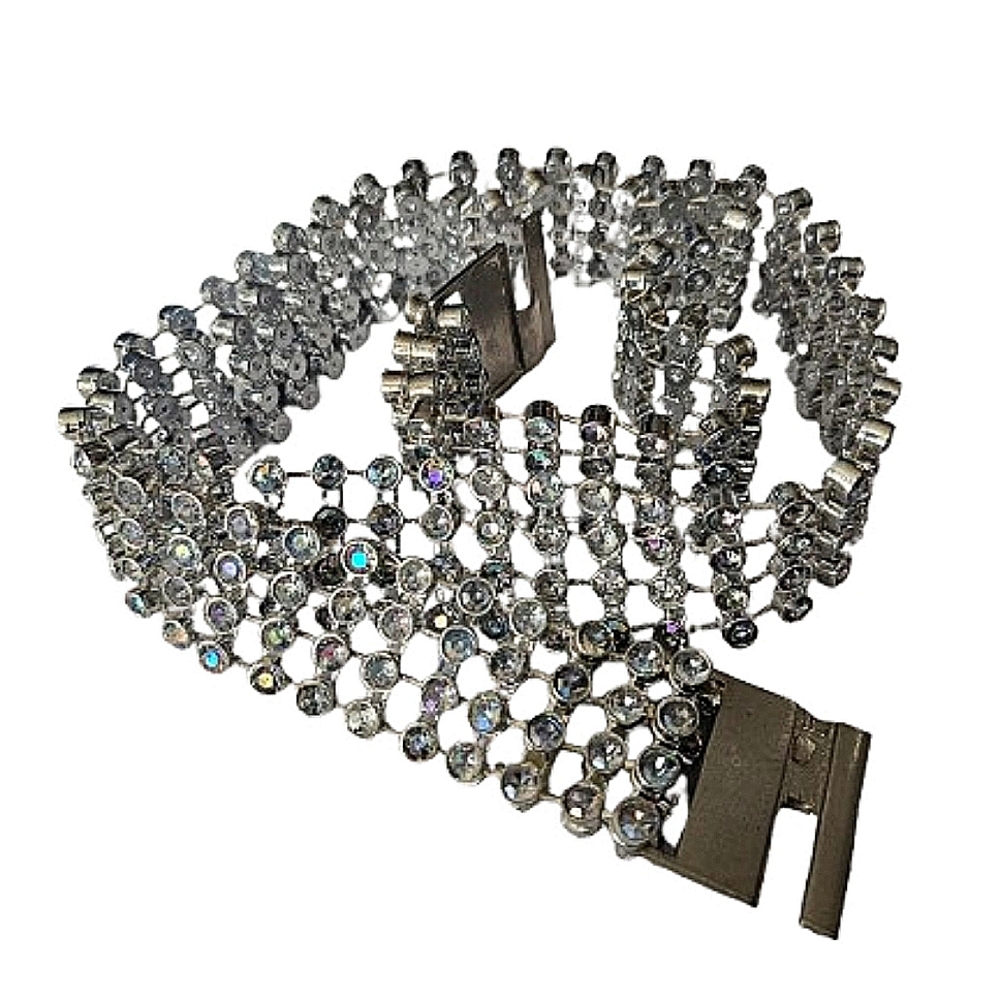 Womens Silvee Rhinestone Snap Closure Belt 40in
